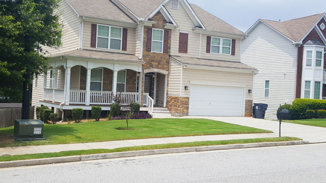 Residential manicured lawn