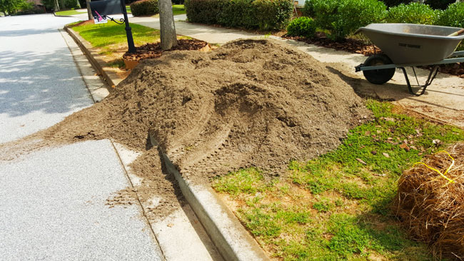 work in progress of residential sod installation